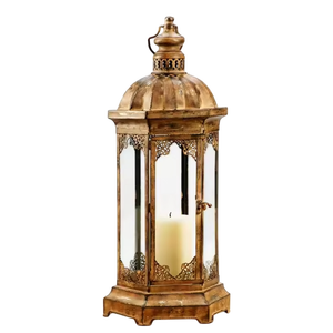 <b>Brass</b> <b>Lantern</b> With Glass Panels Durable Home Decoration Candle Holder Centerpiece In Best Price Modern Design - Product Image 1