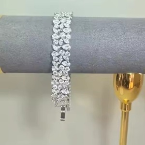 925 Sterling <b>Silver</b> Gold Plated Moissanite Charm Hip Hop Unisex <b>Bracelet</b> Elegant Link Chain Design Sparkling Fashion Jewelry - Product Image 4