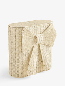 Hermosa cesta de almacenamiento de ratán natural con detalle de lazo, cesta organizadora de mimbre hecha a mano, decoración boho para el hogar, para el dormitorio de los niños - Product Image 3