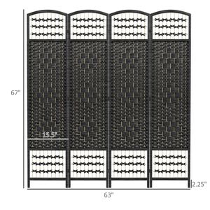 Paravento Tradizionale Pieghevole Autoportante 5.6FT Nero per Sale da Pranzo e Soggiorni, Uffici e Ristoranti - Product Image 3