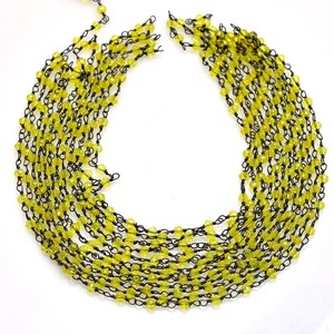 Chaîne de perles Lemon Hydro Rosary, perles rondes facettées de 3 mm, chaîne en fil métallique couleur bronze pour la fabrication de bijoux - Product Image 5