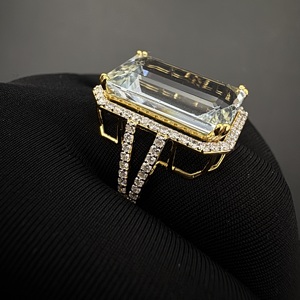 Anillo de Diamante Cultivado en Laboratorio con Corte Esmeralda y Redondo, 9.65 CT, Oro Amarillo de 14K, Joyería Fina de Lujo para Compromiso, Boda - Product Image 5