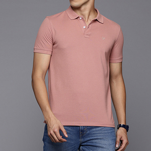 Camisa Elegante y Sofisticada para Hombre, Color Caqui Blanco Sólido, Manga Corta, Cuello de Punto Acanalado, Solapa Bordada, 100% Algodón - Product Image 1