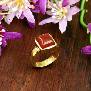 18K Gold Vermeil Carnelian <b>Ring</b> Boho <b>Statement</b> <b>Ring</b> Handmade Gemstone Gift for Her - Product Image 6