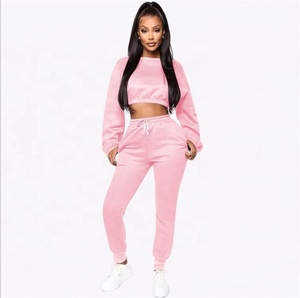 Aproms — sweat-shirt à manches longues col ras du cou pour femme, tissu personnalisé, ourlet élastique, ensemble deux pièces, de style jogging - Product Image 4