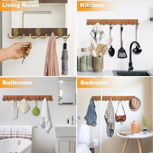 Rustic Wooden <b>Wall</b> <b>Coat</b> Hooks Metal Hooks Space Saving <b>Rack</b> for Living Room Kitchen Bathroom Bedroom - Product Image 4