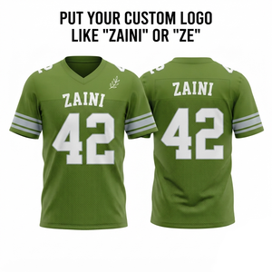 Camiseta de Fútbol Americano para Mujer, 220 GSM, Malla de Poliéster Premium, Verde Oliva, Panel de Hombro Blanco, Sublimación Personalizada por Transferencia de Calor - Product Image 1