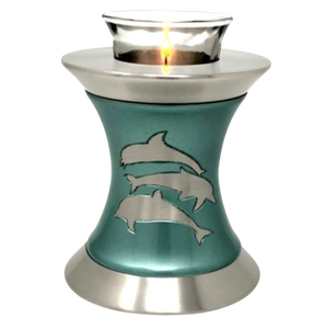 Urna Funeraria de Metal (Latón/Aluminio) Azul con Grabado Plateado para Guardar Cenizas, Estilo Moderno - Product Image 5