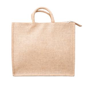 Natural Jute Eco-Friendly Biodegradable Reusable Shopping Tote Durable Zipper Closure <b>Strong</b> Padded Handles for Retail Groceries - Product Image 1
