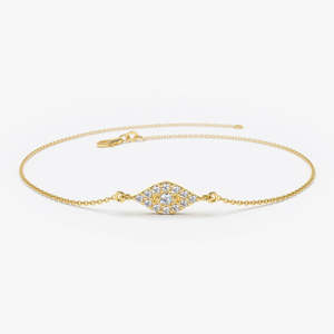 Dainty Gold Plated 925 Sterling <b>Silver</b> Turkey Eye Shape <b>Bracelets</b> Moissanite Stone Work Wholesale Price <b>Bracelets</b> For Wedding - Product Image 1