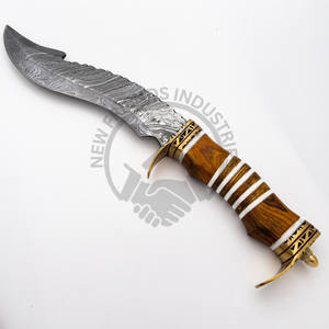Nueva Edición Cuchillo de Hoja Fija de Acero de Damasco para Caza al Aire Libre con Mango de Hueso y Madera, el Mejor Cuchillo de Camping con Filo Afilado para Coleccionistas - Product Image 1