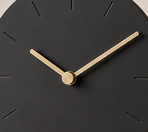 Minimalist Black Wall <b>Clock</b> With Gold Hands Circular Design Silent Non Ticking Quartz Movement - Product Image 2