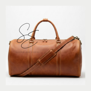 Bolsa de Viaje de Cuero Genuino Hecha a Mano, Bolsa de Viaje de Gran Capacidad con Correa para el Hombro, Bolsa de Viaje de Cuero Granulado de Grano Completo, Unisex - Product Image 1