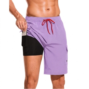 2 in 1 <b>Men's</b> High Waist Gym Shorts Breathable Running Sports Track Tissue Pockets Knitted Canvas Board Shorts Running Short - Product Image 6