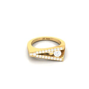 Bague classique en argent sterling 925 avec finition dorée et zircon, design unisexe tendance, micro-incrustation, fabrication soignée, parfaite pour le quotidien - Product Image 6