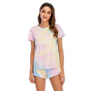 Ensemble d'été tendance tie-dye en tissu doux, léger, confortable, coupe décontractée, qualité supérieure, respirant, tenue pour femme - Product Image 5