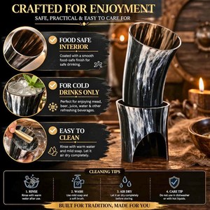 Cuerno Vikingo Artesanal para Beber, Hecho a Mano con Cuerno Natural de Buey/Vaca, Alta Calidad, Logotipo Personalizado, Arte Folclórico, Ideal para Cerveza, Tradicional, para Mead - Product Image 5