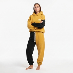 Conjunto Deportivo Personalizado para Mujer, Dos Tonos, Sudadera Holgada con Hombros Caídos, Manga Larga, Puños Acanalados, Pantalones Jogger - Product Image 4