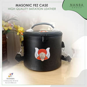 Black Embroidered Masonic Fez <b>Case</b> Large Imitation Leather Zipper Closure Soft Handle Eco-Friendly - Product Image 6