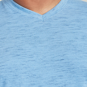High Quality 200GSM Men's <b>V</b>-<b>Neck</b> <b>Oversized</b> <b>T</b>-<b>Shirt</b> Plus Size Knitted Cotton Casual Customized Logo - Product Image 4