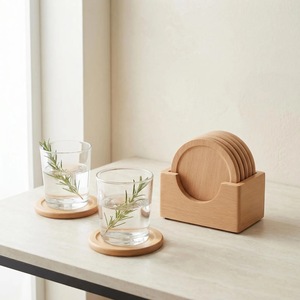Wholesale ILAHI's Eco-Friendly Brown Square Wooden Coaster Classic Design Tabletop <b>Protective</b> Accessory Customizable Size Home - Product Image 1
