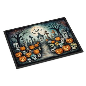Calaveras พรมเช็ดเท้าลายฮาโลวีนน่ากลัว, พรมเช็ดเท้ากันลื่นในร่มกลางแจ้ง24ชม. X 36W พรมขนสั้นแบบซักได้สำหรับประตูหน้าประตูทางเข้า - Product Image 1
