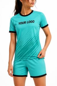 Ensemble de maillots de football unisexe, col en V, manches courtes, impression par sublimation, respirant, anti-transpiration, polyester, coupe athlétique - Product Image 4