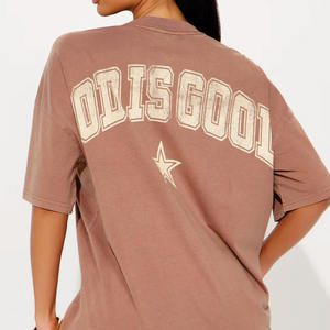 Camiseta Oversize de Algodón para Mujer, Estilo Urbano, Manga Corta, Corte Holgado, Estampado Gráfico con Número, Top Casual de Moda, Logotipo Personalizado, Venta al por Mayor, EE. UU. - Product Image 2