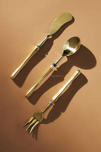 Juego de Cubiertos de acero inoxidable con mango de madera de alta exigencia, vajilla moderna más vendida, juego de cubiertos elegante pulido plateado - Product Image 6