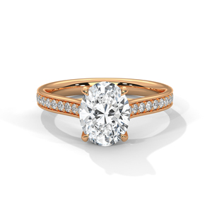 แหวนเพชรทองคำ 14K เพชรเพาะเลี้ยงในห้องปฏิบัติการ แหวนทองคำแท้ 18K สำหรับผู้หญิง สไตล์คลาสสิก รับรองโดย IGI แหวนหมั้น แหวนครบรอบ - Product Image 3