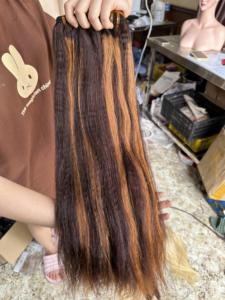 SHIN HAIRS <b>Hot</b> Selling 180% Density Kinky Vietnamese Human Hair Virgin Cuticle Aligned Double Drawn Weave Bundles for Black - Product Image 2