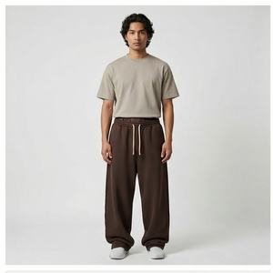 Custom Streetwear Baggy Fit Double Waist Wide Leg Drawstring <b>Fleece</b> Cotton Men Sweatpants Work <b>Trousers</b> Winter <b>Trousers</b> Men - Product Image 1