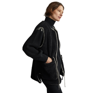 Chaleco de Mujer de Forro Polar Sherpa sin Mangas, Ligero, con Cremallera Frontal, Ribete en Contraste, Cortavientos, Ecológico, Cálido, Informal, para Uso Exterior - Product Image 6