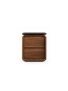 Meuble de salle de bain moderne en bois de haute qualité avec dessus noir, 2 tiroirs, coins arrondis, unité de rangement - Product Image 1