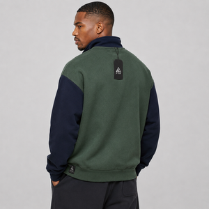 Sudadera con capucha de algodón 100% personalizada OEM/ODM con cremallera de un cuarto, diseño de bloques de color, bordado y estampado de logotipo, ideal para invierno. - Product Image 3