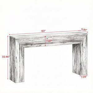 Consolle Lunga in Legno Massello da 62,99 Pollici Stile Rustico Contemporaneo, Design Industriale per Soggiorno con Vano Portaoggetti in Metallo - Product Image 3