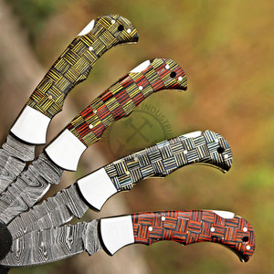 Couteau de poche pliant personnalisé en acier Damas fait main avec verrouillage arrière, pour camping, survie, chasse, ODM OEM DIY - Product Image 5
