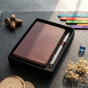 Aurelux Premium Maroon PU Velvet Case Bound <b>Diary</b> Elastic Lock Silver Pen Gift Set 192 Pages Laser Engraved Foiling-Professional - Product Image 4