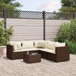 Conjunto de Muebles de Jardín de Ratán Sintético Marrón de 6 Piezas, Estilo Moderno - Product Image 1