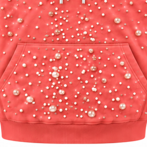 Sudadera con Capucha Unisex de Moda Urbana con Cuentas de Perlas de Coral, Capucha con Cordón Ajustable, Bolsillo Canguro, Estilo Casual Personalizado - Product Image 6