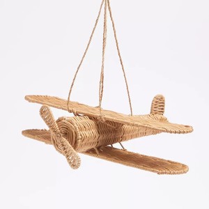 Juguetes imaginarios para niños, avión de juguete de ratán natural de alta calidad, decoración para habitación infantil - Product Image 4