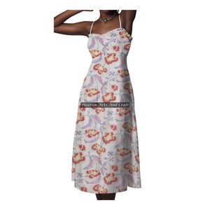 Nouvelle Robe sans Manches à Bretelles Fines, Imprimée à la Main au Bloc, Style Streetwear, Confectionnée sur Mesure, pour la Revente aux Clients de Boutiques - Product Image 1