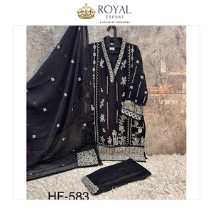 Magnifique ensemble de vêtements pakistanais au design élégant, style classique traditionnel, tenue décontractée, ensemble de costume en georgette lourde à prix bas - Product Image 2