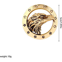 Broche Vintage Rétro Tête d'Aigle à Carreaux avec Anneau Circulaire Pentagramme, Épingle Gothique Unique en Métal pour Hommes et Femmes