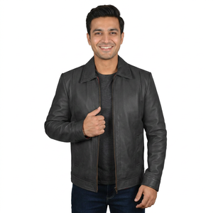 Men's High Street Style <b>Slim</b> <b>Fit</b> Sheep Skin Leather <b>Jacket</b> with Removable Hood Soft Inner Lining and <b>jacket</b> for men - Product Image 1