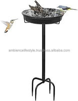 Support de bain d'oiseaux en métal pour la décoration du jardin et de la cour, design robuste, revêtement résistant à la rouille pour une utilisation en extérieur