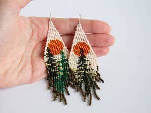 Pendientes de Flores Tejidas con Cuentas Coloridas de Estilo Europeo, Pendientes de Borlas con Cuentas de Estilo Bohemio, Suministros para Abalorios - Product Image 4