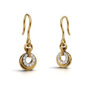 Pendientes Clásicos de Oro Amarillo con Diamantes Redondos de Corte Brillante en Talla Circular para Uso Diario Femenino - Product Image 3