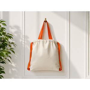 Premium Cotton Canvas <b>Tote</b> Bag with Tropical <b>Travel</b> Print, Reusable Beach Shopping Bag with Contrast Handles - Product Image 2