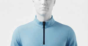 Suéter de Punto Azul Claro para Hombre, Cuello Alto, Manga Larga, Cierre de Cremallera, Transpirable, Corte Regular, para Otoño - Product Image 3